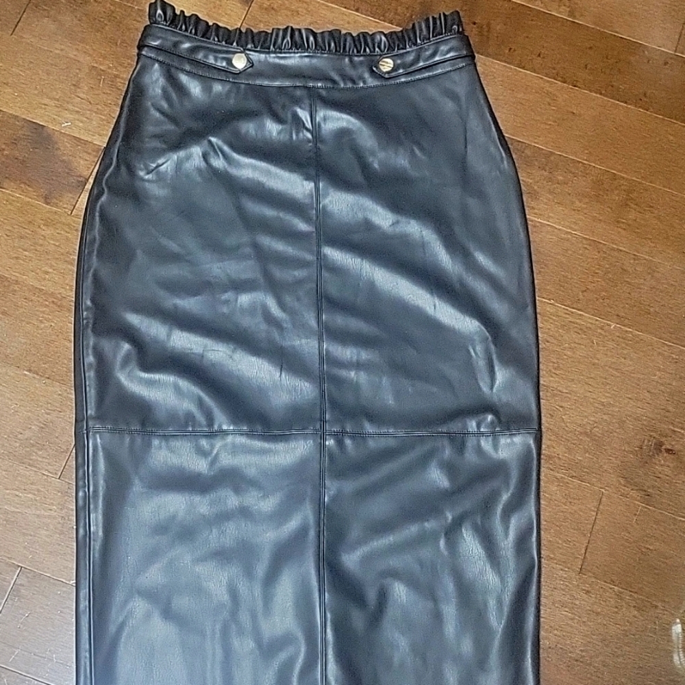 Zara faux leather high waisted midi skirt